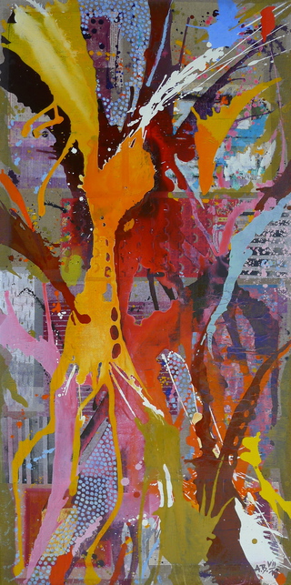 "Komposition mit Orange" 160 x 80 cm | 2018 | mixed media on canvas