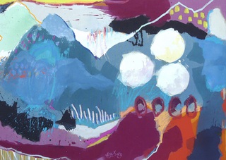 "Three Snowballs" | 100 x 140 cm | mixed media on canvas | 2023 | verkauft